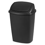 7.5 Gallon Black Kitchen Trash Can with Swing Top Lid Plastic Garbage Bin Compact Waste Basket for Home Kitchen Countertop