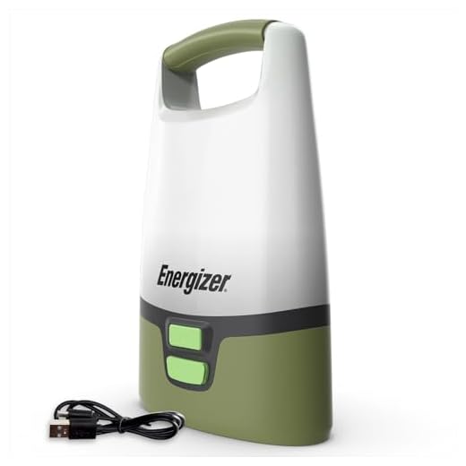 Energizer Vision LED Camping Lantern, Bright Rechargeable Lantern, Water Resistant Emergency Light with Micro-USB Charging Cable, Pack of 1, Forest Green