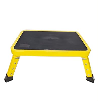 VKE Galvanized Steel Work Platform Support 1000 lbs, Height 23 to 35 inches Adjustable Folding Portable Platform, Platform Ladders for Washing Vehicles Decorating(Small Step Stool 38 * 26 cm)