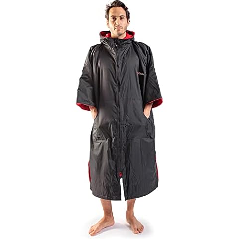 Gul Change Robe Poncho or Changing Robe Towel for Beach Watersports & Surfing - Evorobe - Black Red - Thermal Warm Heat Cover