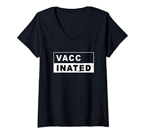 Womens Vaccinated - Education, Motivation, Pro Vaccination V-Neck T-Shirt