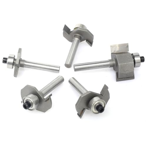 Akylin US-AKRB0514GZTXD 5Pcs T Slot Router Bit Set,1/4 Inch Shank,Cutting Height 1/8 Inch,5/32 Inch,3/16 Inch,1/4 Inch And 5/8 Inch,3/8 Inch Deep T Trark Bit With Bearing,T-Slotting Cutter thumb #5