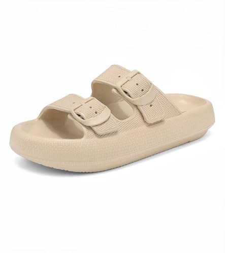 Image of Haifago Cloud Slide Sandals for Women Comfort Recovery Pillow Sandal, Lightweight House Bathroom Shower Slippers Adjustable Double Buckle Platform Slide