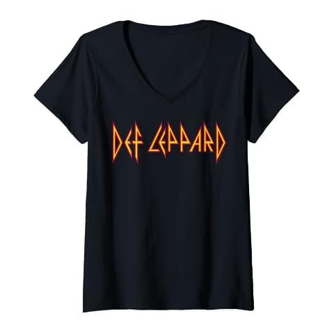 Womens Def Leppard - Classic Logo V-Neck T-Shirt Cover
