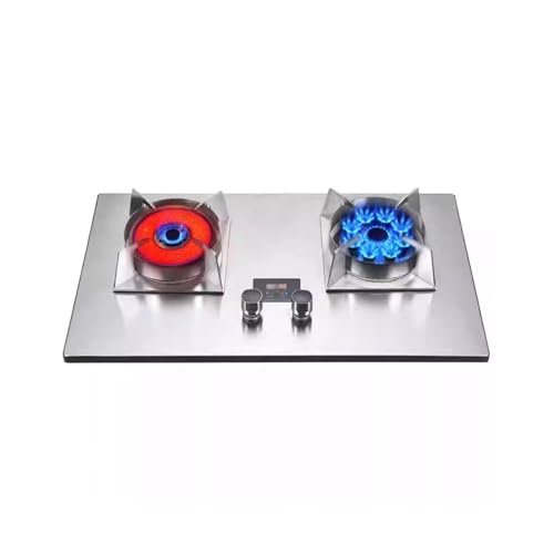 UGTFFT Placa de gas de acero inoxidable de doble propósito integrada, cocina portátil de NG/LPG para interiores, con protección contra fallos de llama, campamento en casa (LPG)