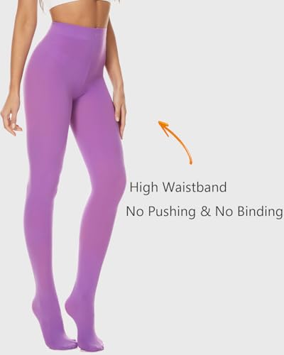 Image of DUCMODA Womens 80 Denier Opaque Tights, Women's Soft Solid Color Footed Pantyhose, High Waist Stocking with 30+ Colors