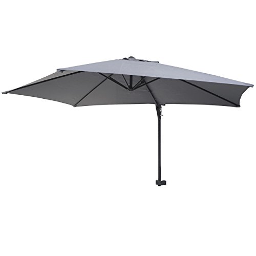 Mendler Casoria   Sombrilla Paraguas de Pared para Balcón, Inclinable 3 m, Aluminio y Acero, 9 kg, Gris