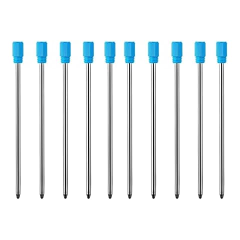 MengRan 2.75'' Ballpoint Pen Refills,Standard D1 Ballpoint Pen Refill (Remove Blue Hat),Metal Refill, (Blue ink,Pack of 10) Cover
