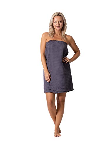 Image of Turkish Linen Women's Waffle Spa Body Wrap with Adjustable Closure