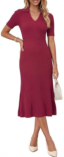 Arach&Cloz Women's Lyocell Blend Polo V Neck Spring Summer Work S...