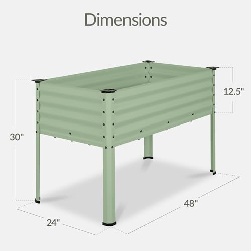 Image of Best Choice Products 48x24x30in Galvanized Raised Garden Bed, Metal Elevated Planter Box, Vegetable Garden for Backyard, Patio, Balcony, 100% Non Toxic Materials - Sage Green