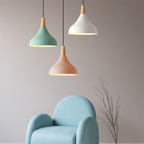 Lámpara colgante nórdica de madera E27 semicircular rosa ajustable 2