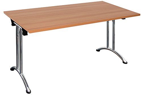 Dila GmbH Klapptisch stapelbar Melaminharzbeschichtete Tischplatte Konfernztisch Besprechungstisch Kantinentisch Verkaufstisch Schreibtisch Stahlgestell (140 x 80 cm, Buche)