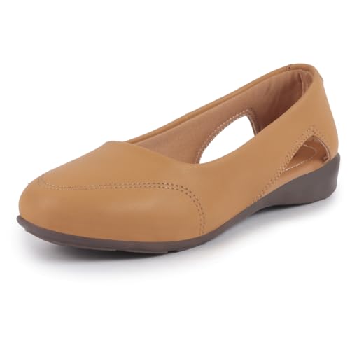 Image of FAUSTO Women Stylish Backless Casual Ballets | Low Heel Cut-Out Slip-On Ballerinas | Comfortable Walking Flats Sandals | Memory Cusion Insole