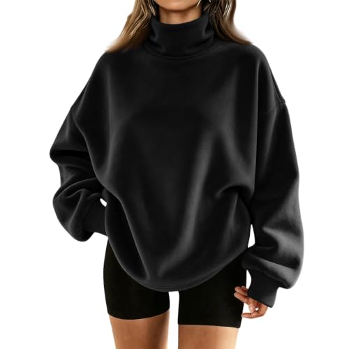 Oversized Sweatshirts for Women Mock Neck Top Pullover Tops Preppy - image 1
