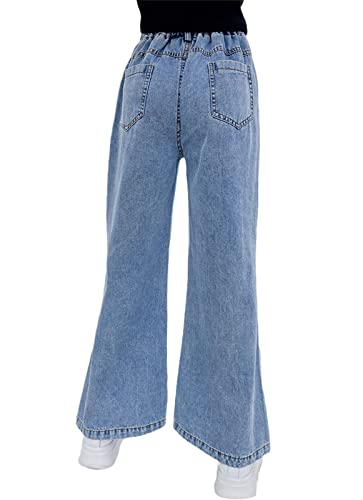 Cromoncent Girl's Elastic Waist Ripped Jeans, 4-13 Years3