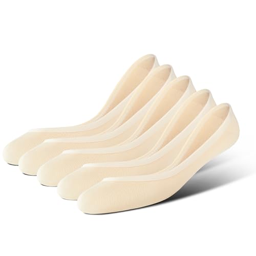 BRISIRA Bamboo Viscose Women No Show Socks Extra Low Cut Liners Boat Thin Non Slip Flats Sneakers Loafer Invisible 5 Pairs