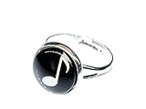 ++ Hübscher Cabochon Ring mit einer Note hinter Glas - Material Motiv: Metall, Glas, Papier Ring - Größe: verstellbar - Größe des Motivs: 13 mm Lieferumfang: 1 Ring