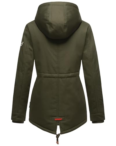 MARIKOO Damen warme Winterjacke mit kuscheliger verstellbarer Kapuze Manolya Dark Olive Gr. L