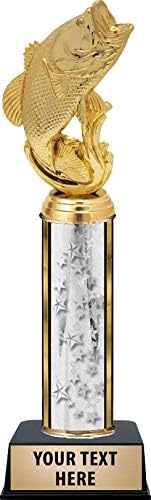 Crown Awards Large Mouth Bass Fish Trophies, Personalized Silver Large Mouth Bass Fish Trophy with Custom Engraving Prime