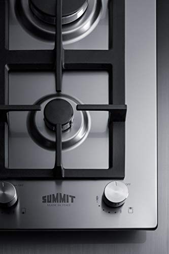Summit Gcj2Ss 12" Stainless Steel Gas Cooktop With 2 Sealed Burners Designer Knobs Cast Iron Grates Wok Ring #TOP4