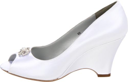 Dyeables Women's Minka Wedge Pump,White Satin,6.5 B US | Image 6