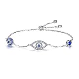 WOSTU 925 Sterling Silver Evil Eye Bracelet Women's Fashion Boho Mexican luck Bracelets Gifts for Her