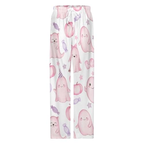 Pink Cute Ghosts Pajama Pants for Women Men Trendy Unisex Home Lounge Bottoms Sleepwear Gift4