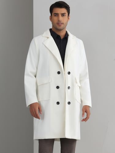 Lars Amadeus Winter Coats for Men's Notched Collar Double Breasted Long Trench Coat2