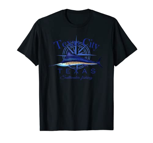 Texas City Texas Pez vela Pez Billfish Marlin Agua salada Camiseta