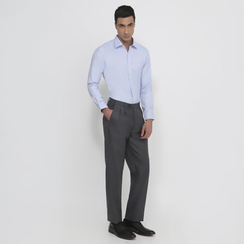 Image of Park Avenue Men Comfort Fit Solid Pattern Poly Wool Blend Double Pleat Formal Trouser