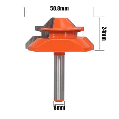 AKYLIN 3tlg 45 Grad Gehrungsfräser Nut und Feder Fräser Set 8mm Schaft,Scheibennutfräser mit 4 Lager,Holzfräser Wolframkarbid Hartmetall Fräser für die Holzbearbeitung