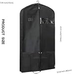 Garment Bags for Travel,43'' Heavy-Duty Garment Bag with Pockets, Suit Bags for Closet Storage Foldable Mens Suit Cover Black Garment Bag for Shirts, Coats, Dresses, YFFCZ52-1 PACK