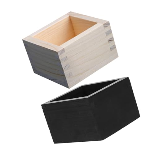 OFFIGAM 2個 清酒木杯用木製正方形収納箱 おしゃれでコンパクト 持ち運び便利 酒枡や小物収納に 耐久設計 ジュエリーや茶器の保管にも対応