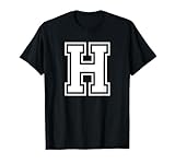 Letter H Name Initial Varsity Alphabet Monogram T-Shirt