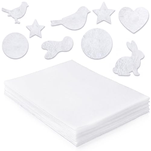 10 Pcs 11.8x7.87 White Felt Sheets Soft White Felt Fabric Christmas Valentines Day Fabric Felts for Crafts DIY Patchwork Sewing School Projects Decoration