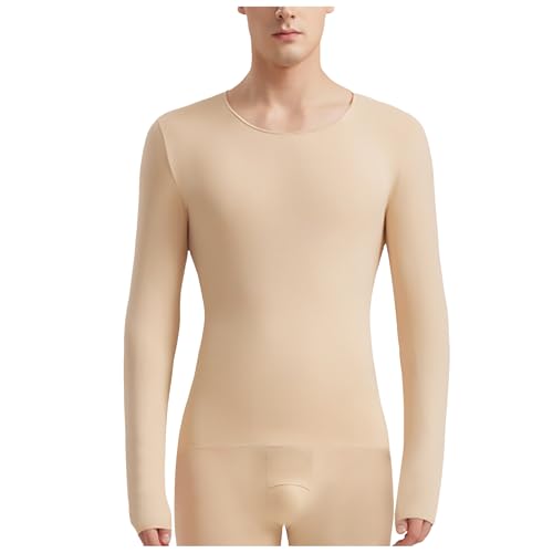 スポーツインナー メンズ 長袖 裏起毛 防寒 肌着 吸汗速乾 発熱保温 ヒートテック 長袖シャツ 厚手 丸首 軽くて暖かい 冬服 ストレッチ 柔らかい 快適 ロングtシャツ 作業着 スキー 登山 アンダーウェア 部屋着 秋冬用(3XL,A-ベージュ)