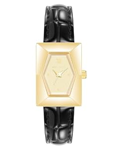 Anne Klein Women's AK/5014GPBK Shiny Croco-Grain Leather Strap Watch