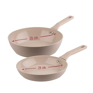 FACKELMANN x Pamela Reif Brat-/ Hochraumpfanne Ø 24/28 cm – aus recyceltem Aluminium, ergonomischer Griff, PFAS-freie keramische Beschichtung, Design in Pastell-Beige, für alle Herdarten geeignet