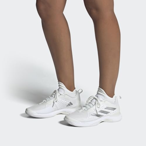 adidas adidas Women's Avacourt Sneaker, White/Silver Metallic/White, 10