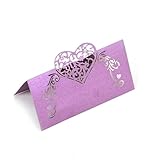100 Uds. Tarjetas con forma de corazón, nombre boda for decoración mesa fiesta Para Mesa(Dark purple)