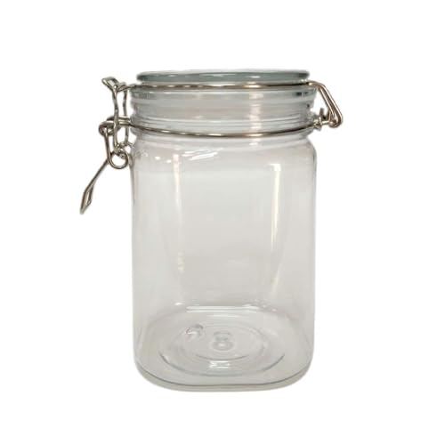 Yooghuge Tarro de almacenamiento cuadrado de 1250 ml con tapa hermética, contenedor de alimentos, estante de almacenamiento de cocina, estante de almacenamiento montado en la pared