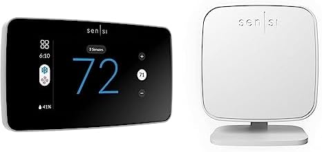 Sensi Touch 2 Smart Thermostat- White Beveled Edge & Sensi Room S...