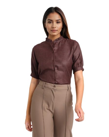 Image of Style Quotient Women Solid Beige Regular Fit Flex Formal Shirt