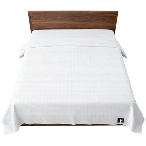 Image of 76 x 80 Inch Grounding Sheet with Nature Cotton 5% Silver Fiber Conductive Grounding Sheets for Healthy Sleep (King), White