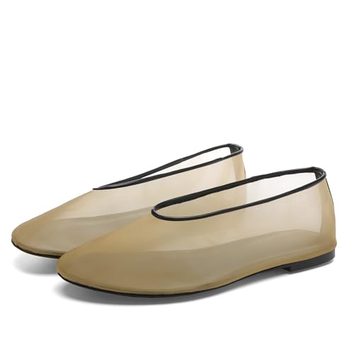 Women's Fine Mesh Ballet Flats,Round Toe Ballerina Shoes,Casual Slip On Mary Jane Flats,Comfortable Daily Dress Shoes