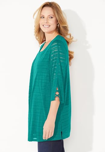 Catherines Women's Plus Size Shadow Stripe Cardigan3