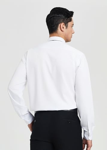 Image of HISDERN Mens Dress Shirt with Tie Pocket Square Set Classic Button Down Shirt Matching Tie Long Sleeve Shirts