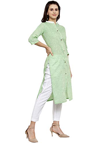 Image of Blue Printed Three Quarter Sleeves Cotton Kurti(XS to 7XL)