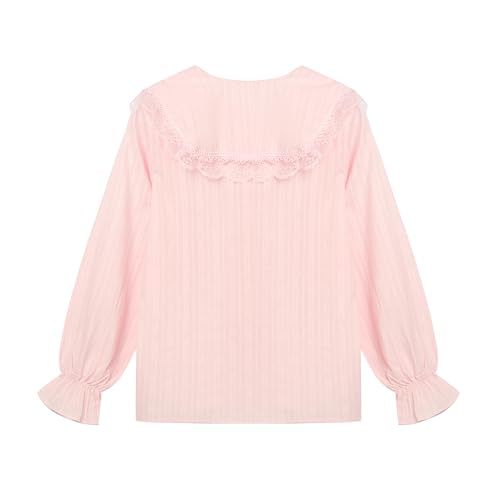 LittleSpring Girls Button Down Shirt for Kids Peter Pan Collar Ruffle Blouse2